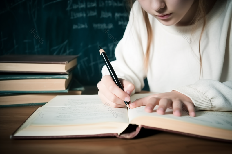 正在用铅笔写作业的学生,高清,摄影图,摄影图片,图片大全,摄影图免费下载